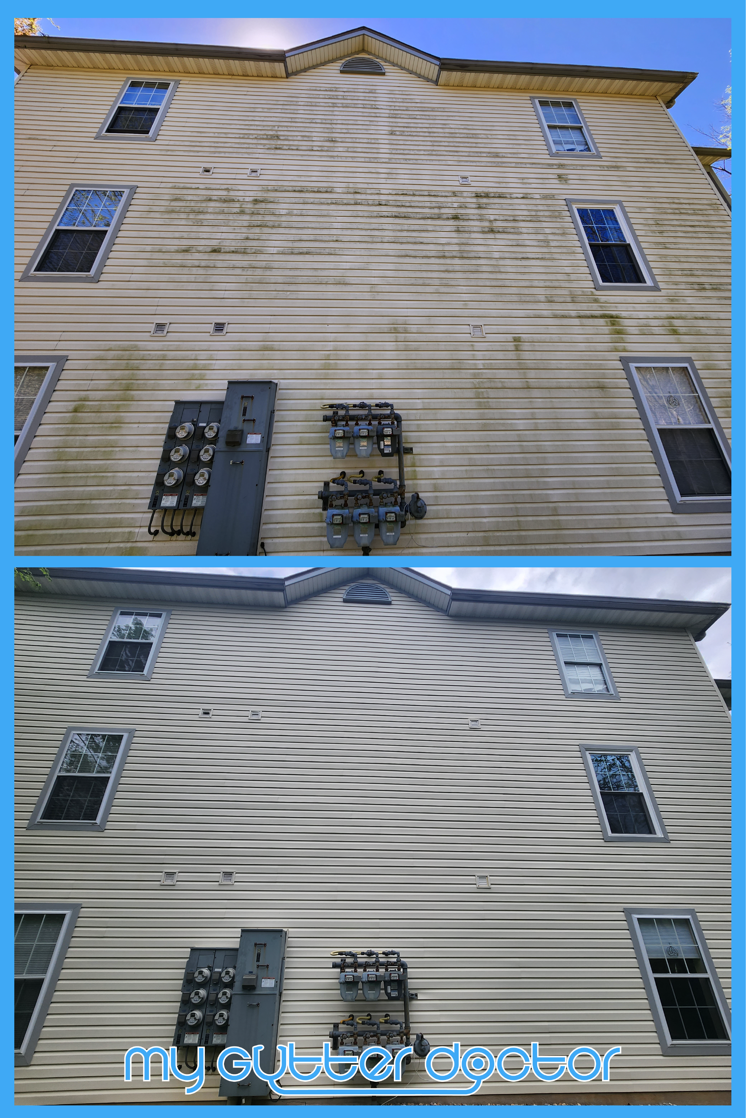 vinyl siding cleaning before and after photo