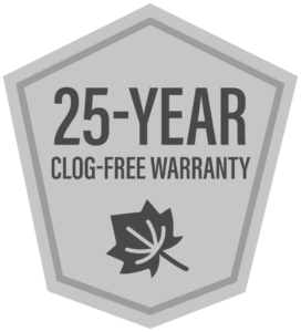 25 year clog free warranty logo