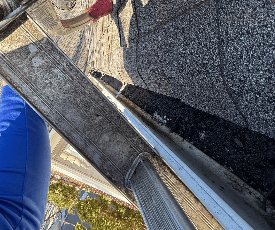 shingle grit accumulating in gutter with slope issues