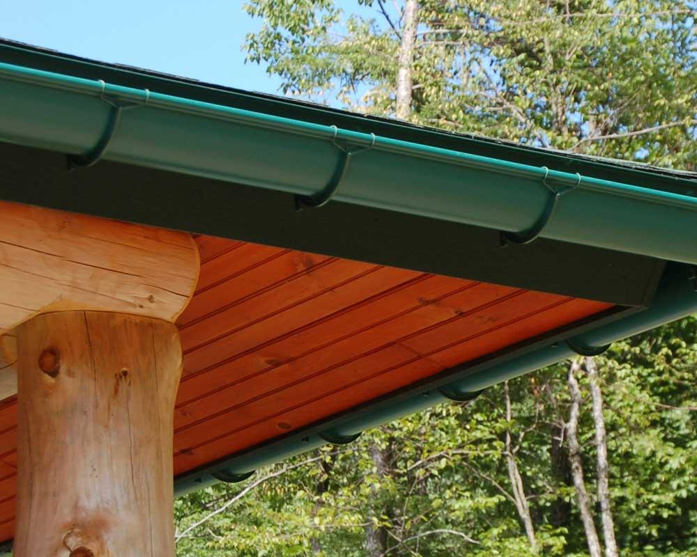 green half round gutter with spring clip hangers