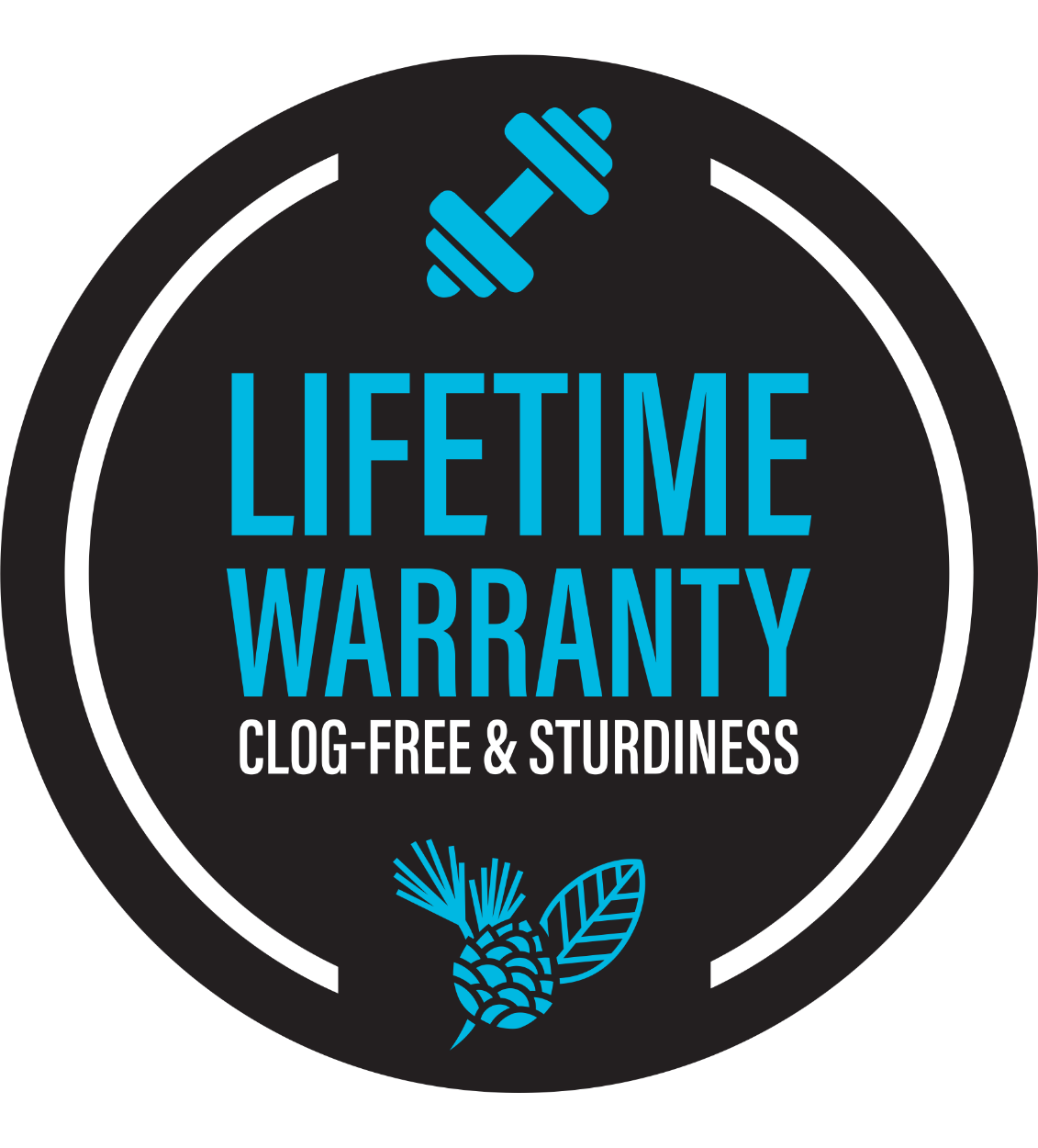 double-pro lifetime sturdiness and clog free warranty badge my gutter doctor colors