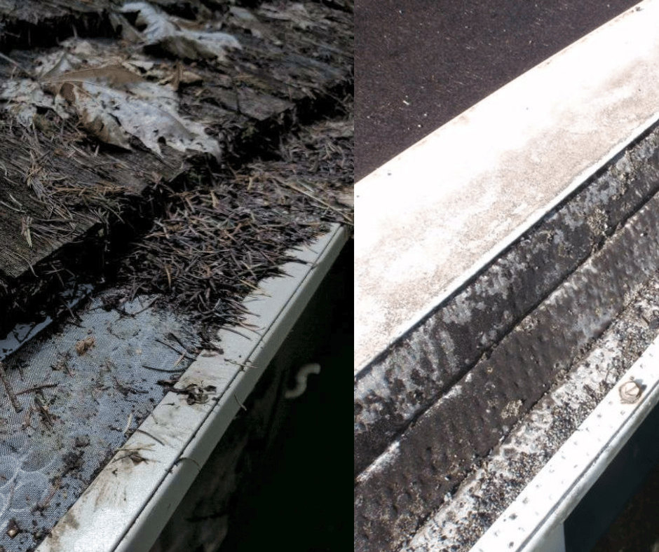 micro mesh gutter screen clogged with build up