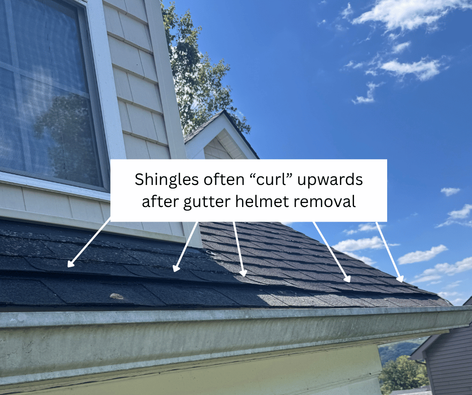 shingles stick up after gutter helmet removal