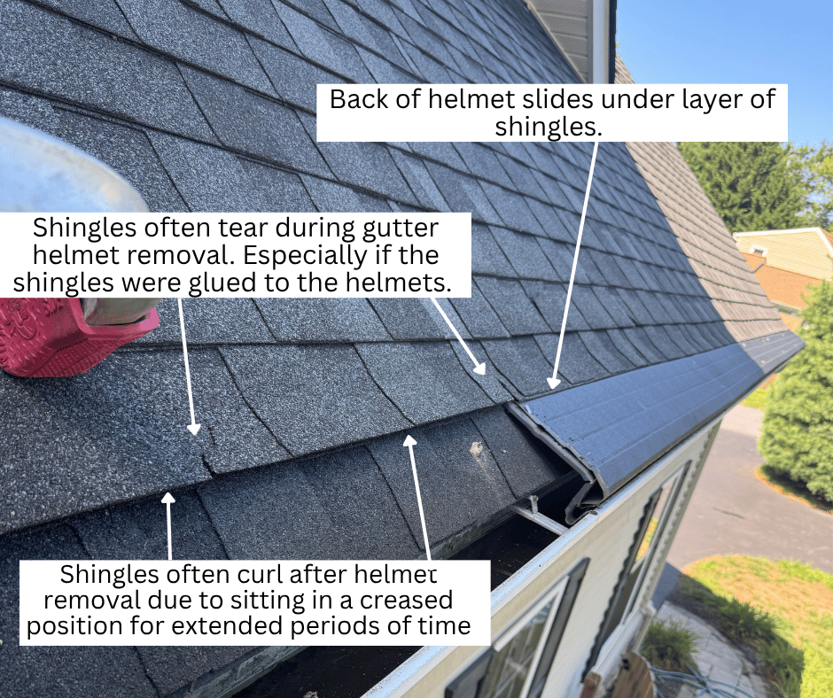 gutter helmets slide underneath roof shingles