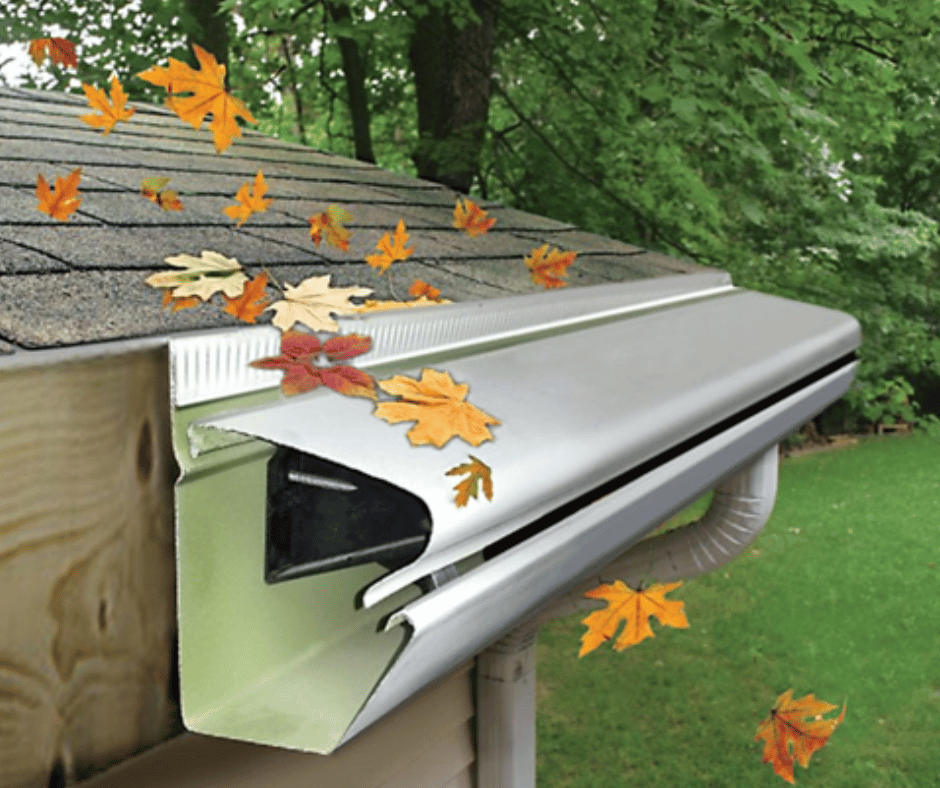 cross section image that shows how reverse curve gutter guards work