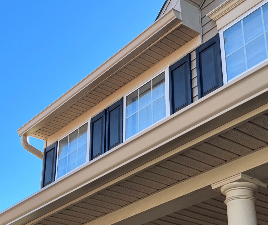 ivory color gutters on a house