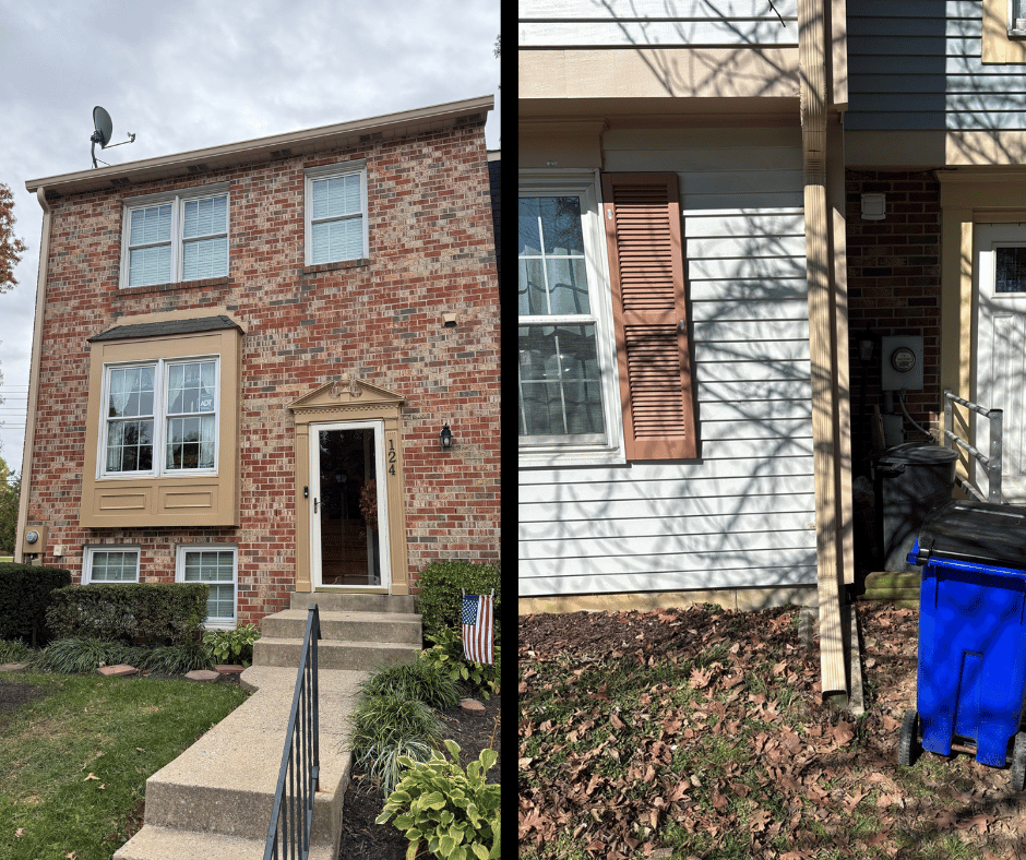 ivory color gutter materials on townhouse
