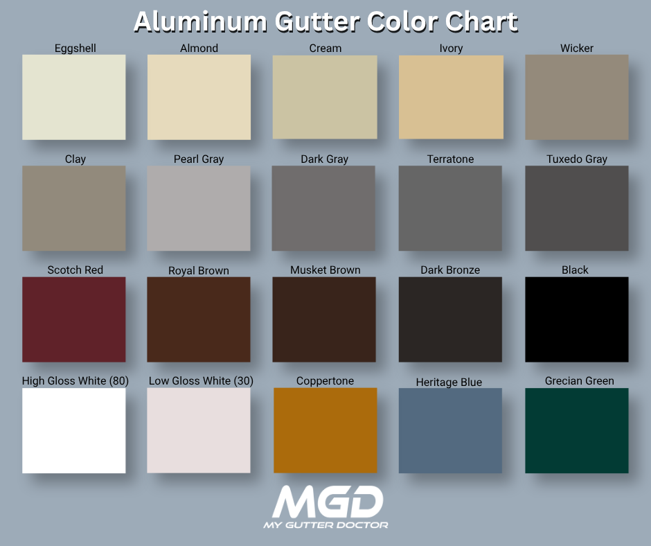 aluminum gutter material color chart