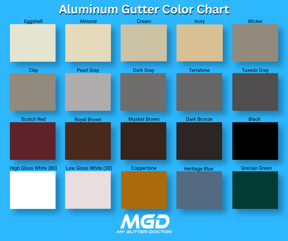 My Gutter Doctor 2026 aluminum gutter color chart