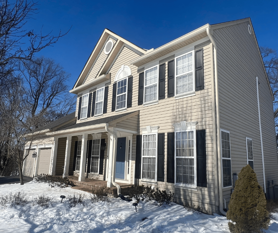 almond color gutter installation