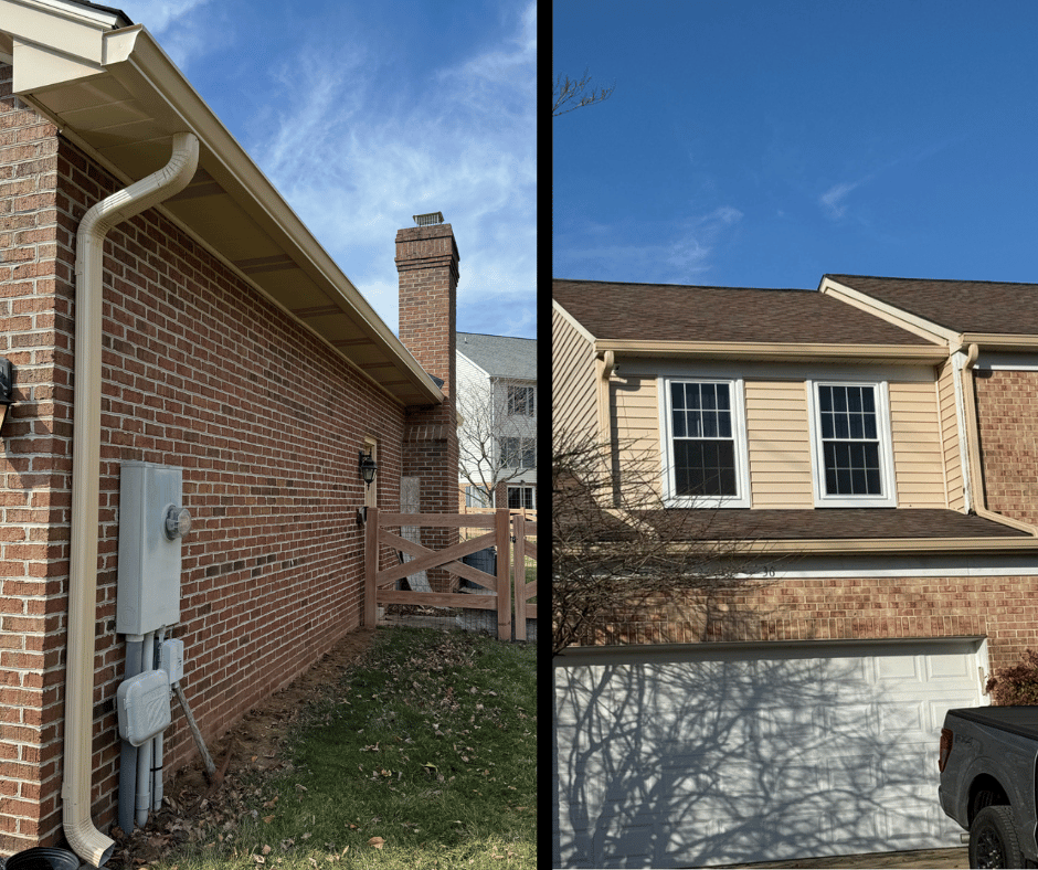 ivory color gutter home installation