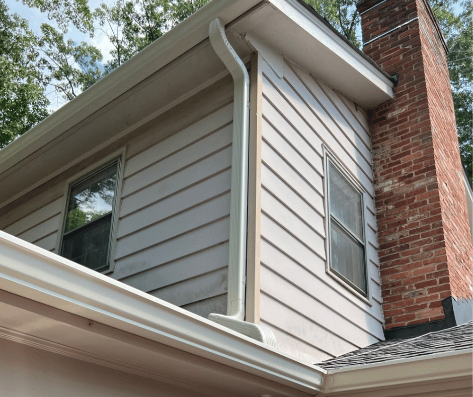 eggshell gutter color installation inside corner