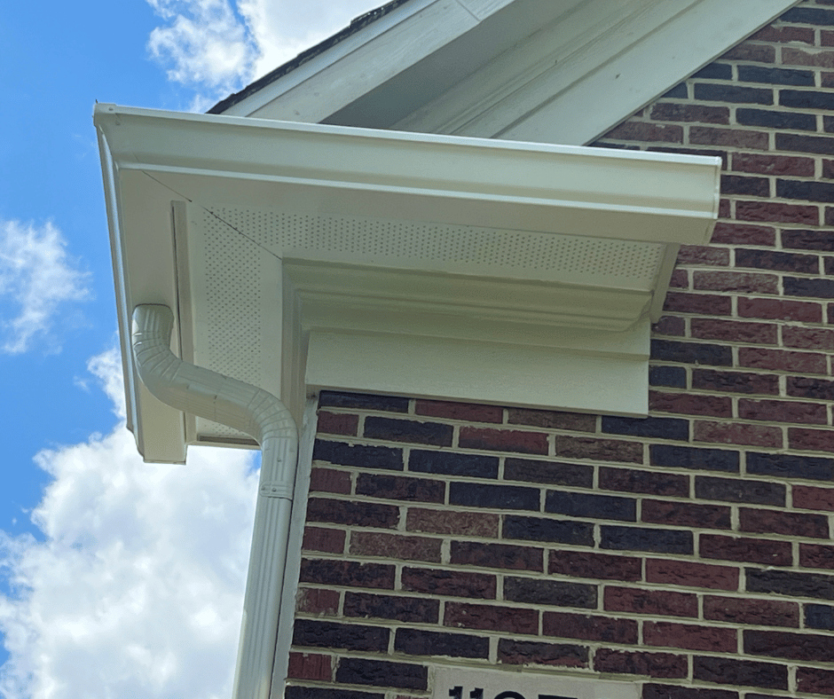 eggshell gutter color installation garage corner