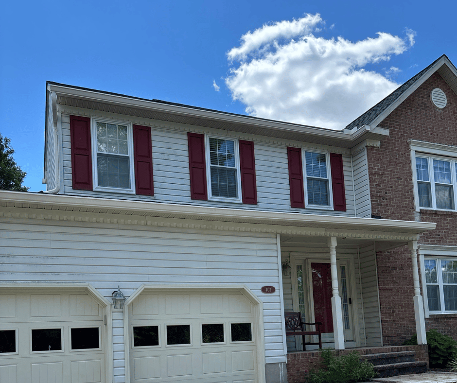 eggshell gutter color installation front of house