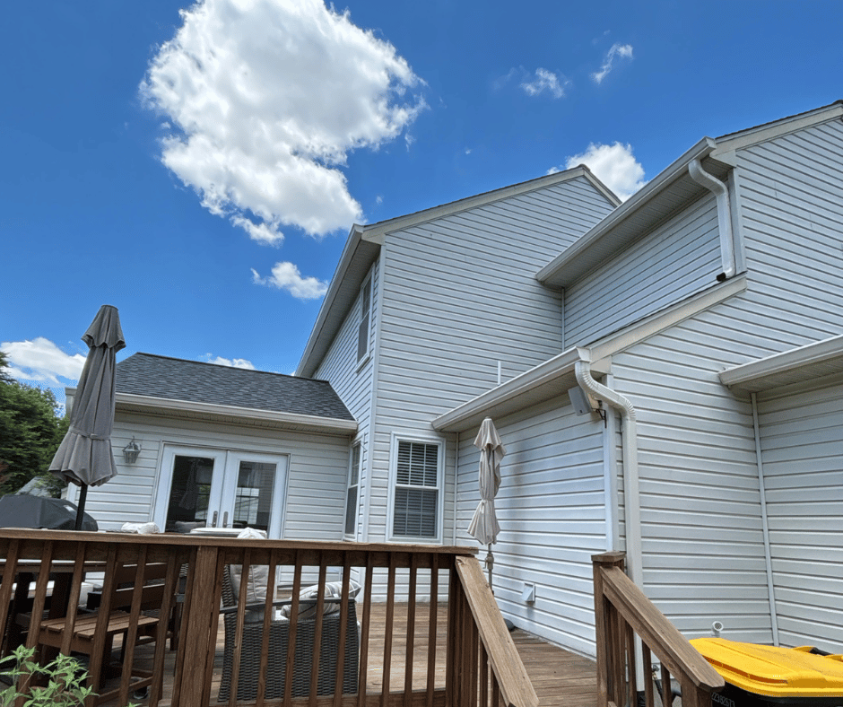 eggshell-gutter-color-installation-back-of-house eggshell gutter color installation back of house
