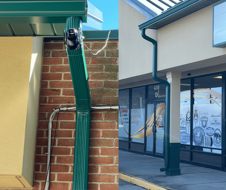 grecian green gutter color installation downspouts