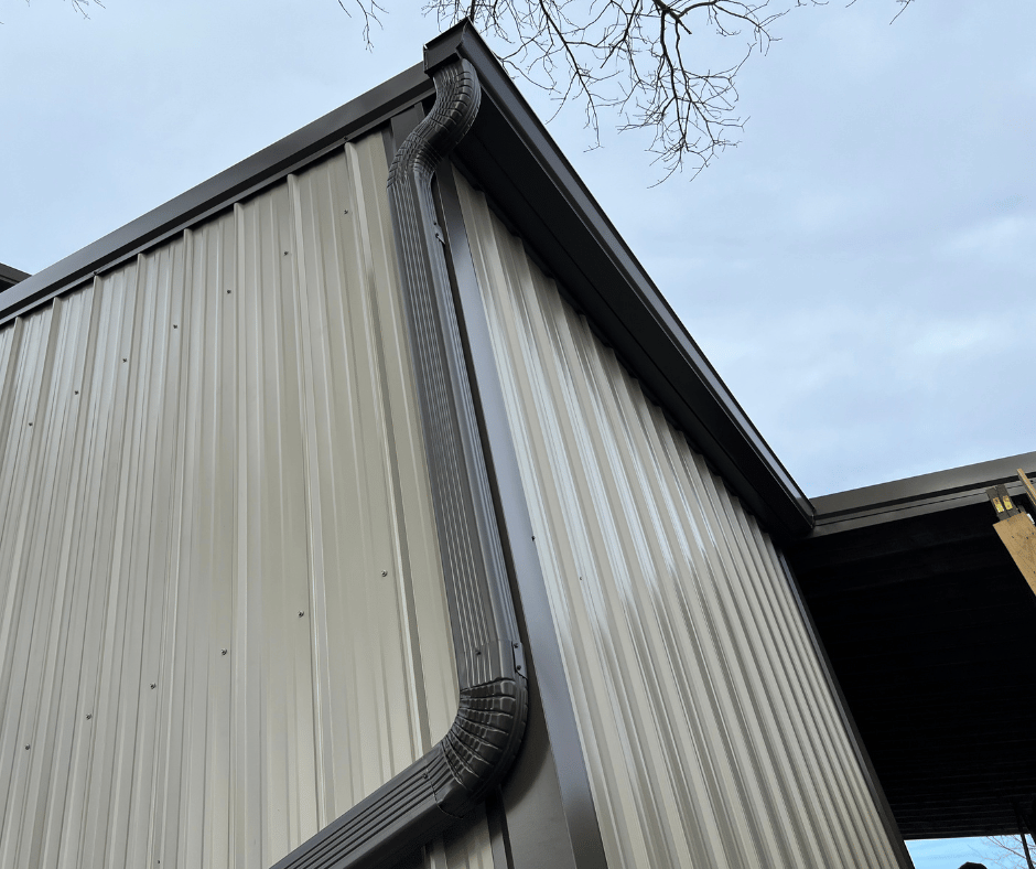 musket-brown-gutter-color-installation-downspout musket brown gutter installation downspout