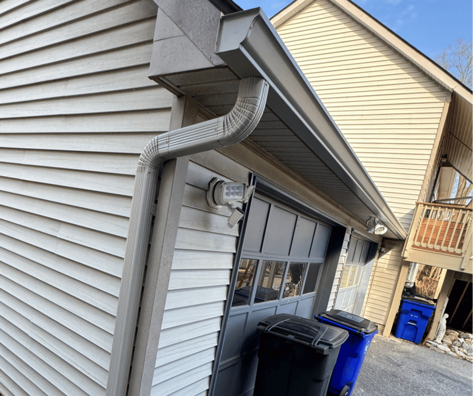 pearl-gray-gutter-color-installation-garage-gutter pearl gray gutter color installation garage gutter