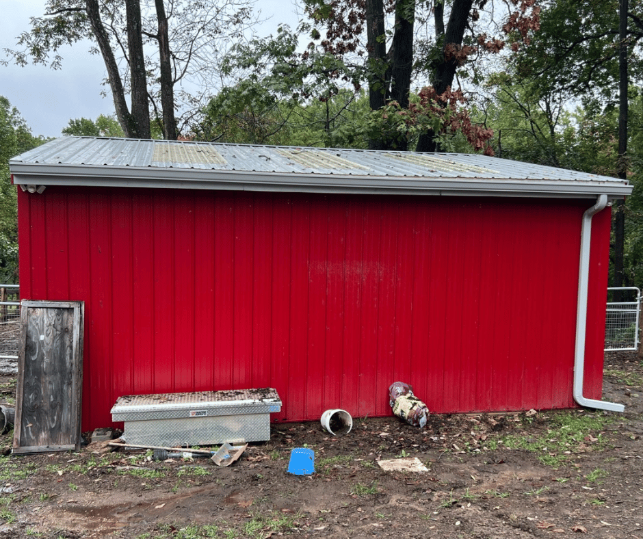 pearl gray gutter color installation detached barn