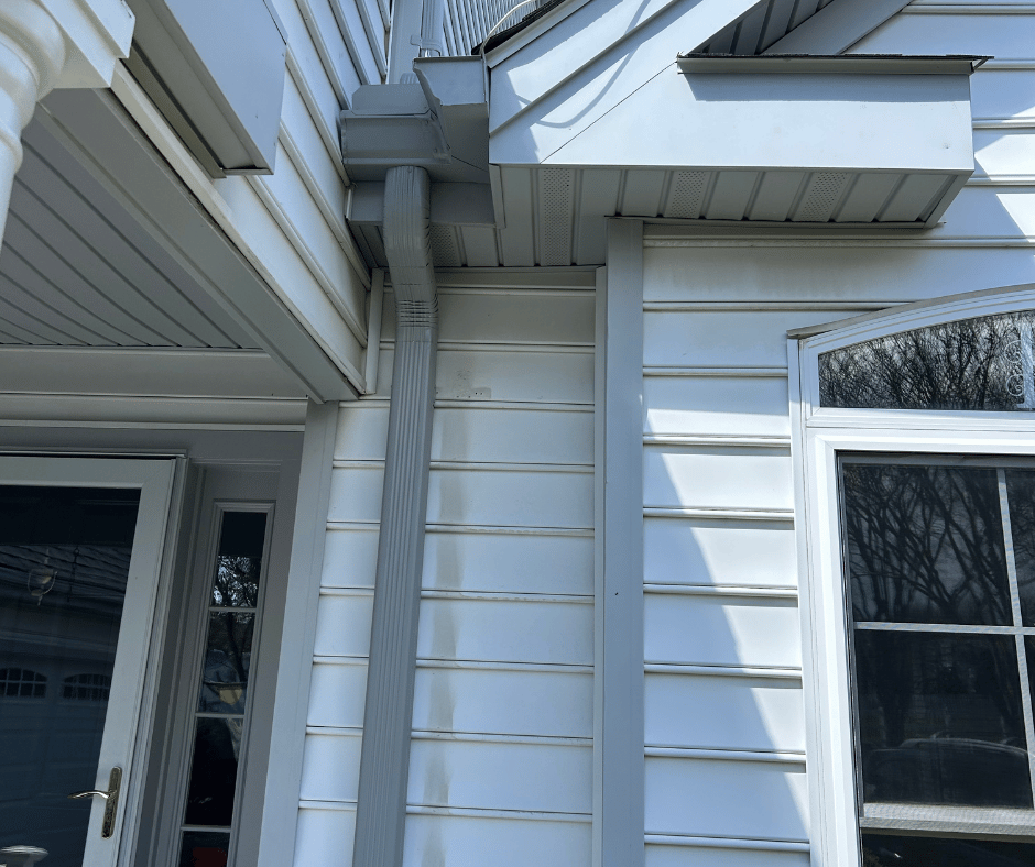 pearl gray gutter color installation inside corner