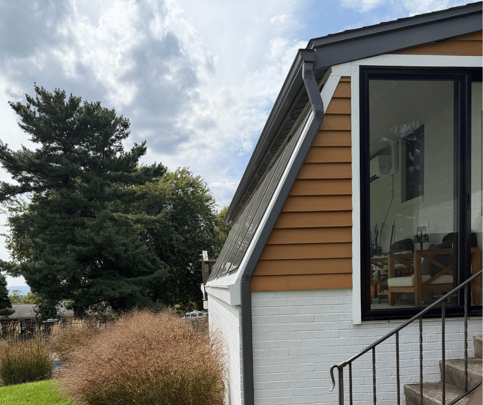 tuxedo gray gutter color installation rake downspout