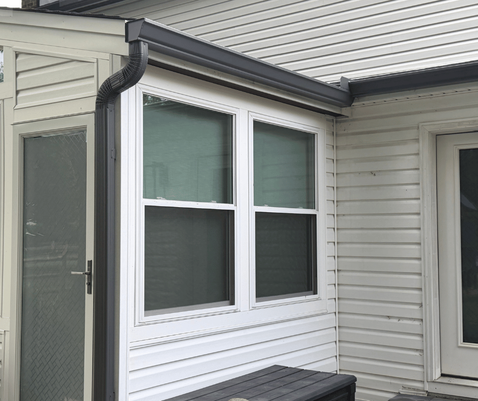 tuxedo gray gutter color installation corner