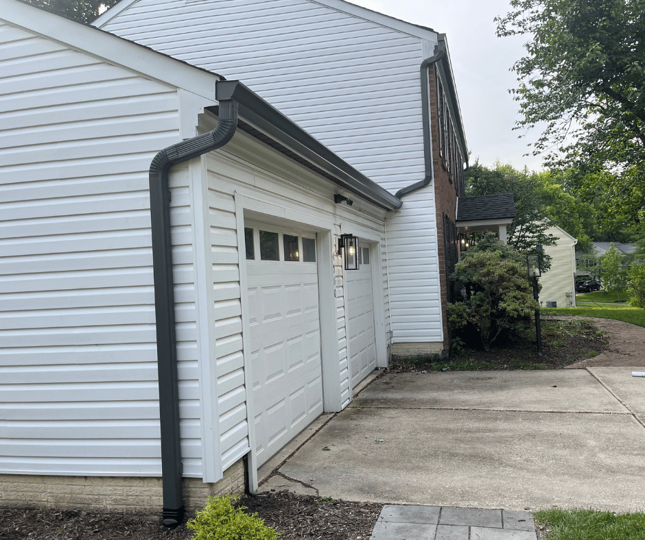 tuxedo gray gutter color installation downspouts