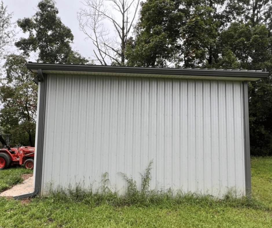 tuxedo gray gutter color installation shed